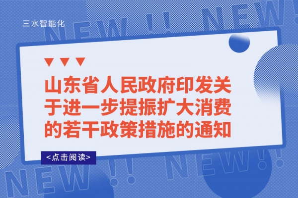 山東省人民政府印發(fā)關(guān)于進(jìn)一步提振擴大消費的若干政策措施的通知